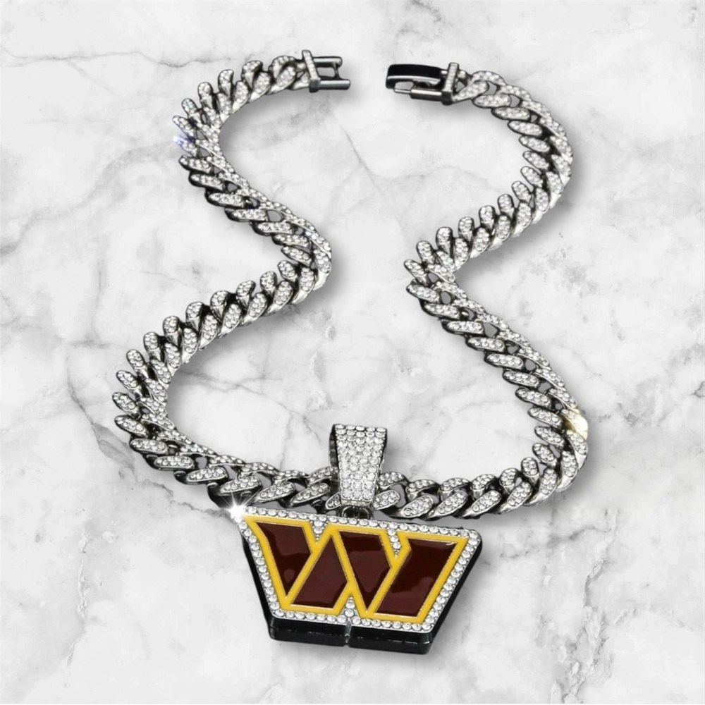NFL Washington Commanders 18 Inch Necklace Pendant Chain Link Football Jewelry‎